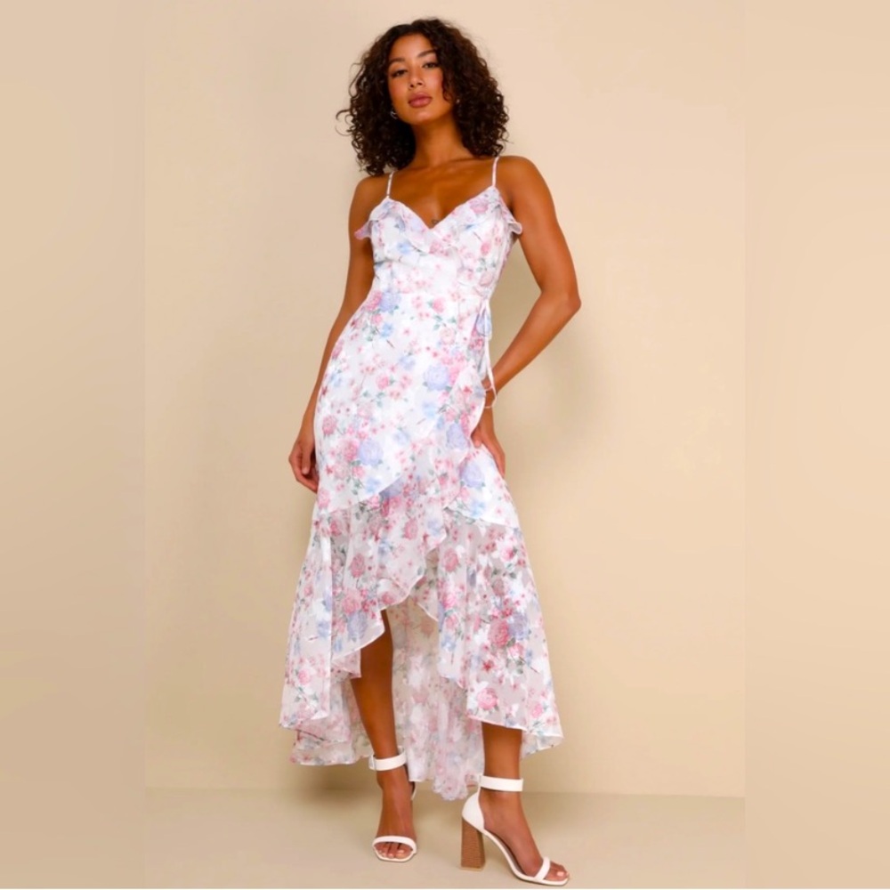 Lulus Floral High-Low Wrap Maxi Dress